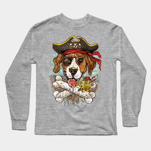 Bad to the Bone Pirate Dog Long Sleeve T-Shirt by Mudge